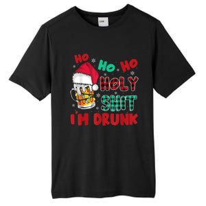 Ho Ho Holy Shit I'm Drunk Beer Santa Hat Christmas Drinking Tall Fusion ChromaSoft Performance T-Shirt