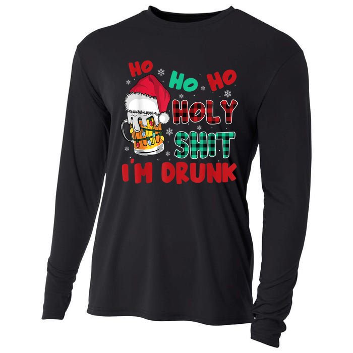 Ho Ho Holy Shit I'm Drunk Beer Santa Hat Christmas Drinking Cooling Performance Long Sleeve Crew