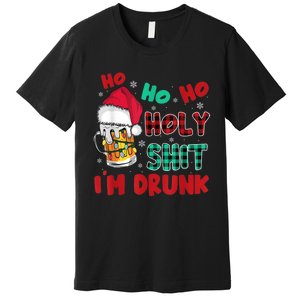 Ho Ho Holy Shit I'm Drunk Beer Santa Hat Christmas Drinking Premium T-Shirt