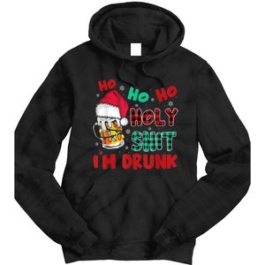 Ho Ho Holy Shit I'm Drunk Beer Santa Hat Christmas Drinking Tie Dye Hoodie