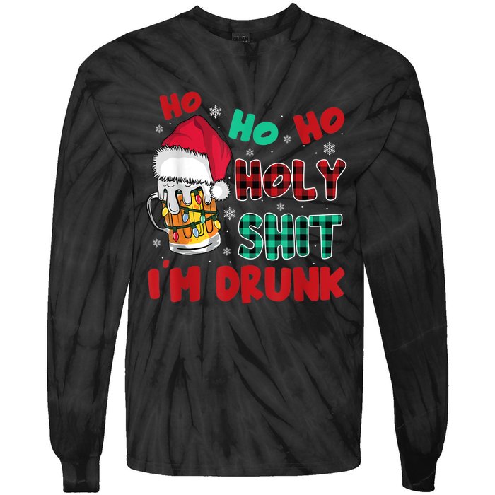 Ho Ho Holy Shit I'm Drunk Beer Santa Hat Christmas Drinking Tie-Dye Long Sleeve Shirt