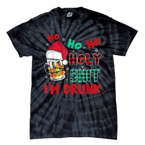 Ho Ho Holy Shit I'm Drunk Beer Santa Hat Christmas Drinking Tie-Dye T-Shirt