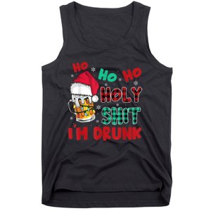 Ho Ho Holy Shit I'm Drunk Beer Santa Hat Christmas Drinking Tank Top