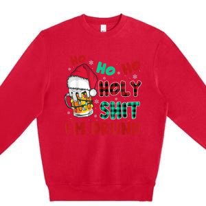 Ho Ho Holy Shit I'm Drunk Beer Santa Hat Christmas Drinking Premium Crewneck Sweatshirt