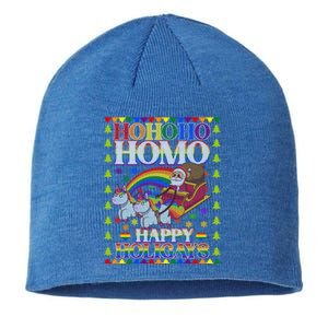 Ho Ho Homo Holigays Homosexual Lgbt Funny Ugly Christmas Cute Gift Sustainable Beanie