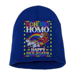 Ho Ho Homo Holigays Homosexual Lgbt Funny Ugly Christmas Cute Gift Short Acrylic Beanie