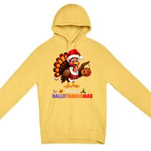 Happy Hallothanksmas Halloween Thanksgiving Christmas Premium Pullover Hoodie