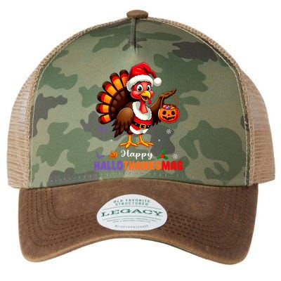 Happy Hallothanksmas Halloween Thanksgiving Christmas Legacy Tie Dye Trucker Hat