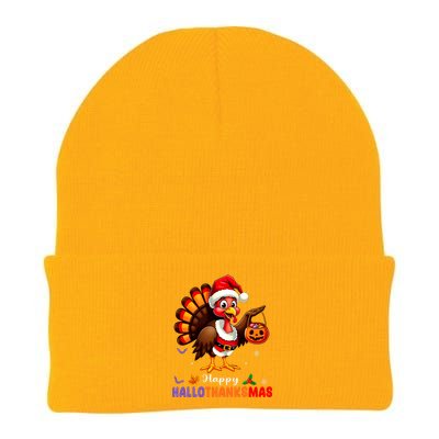 Happy Hallothanksmas Halloween Thanksgiving Christmas Knit Cap Winter Beanie