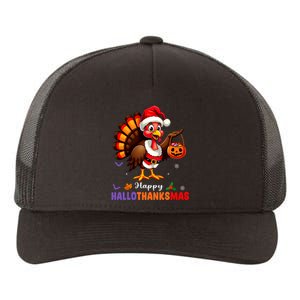 Happy Hallothanksmas Halloween Thanksgiving Christmas Yupoong Adult 5-Panel Trucker Hat