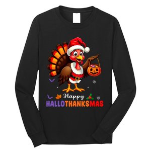 Happy Hallothanksmas Halloween Thanksgiving Christmas Long Sleeve Shirt