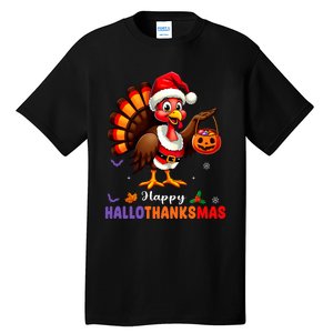 Happy Hallothanksmas Halloween Thanksgiving Christmas Tall T-Shirt