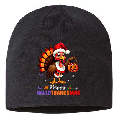 Happy Hallothanksmas Halloween Thanksgiving Christmas Sustainable Beanie