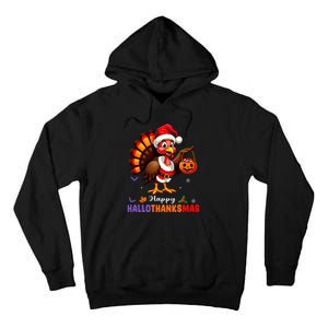 Happy Hallothanksmas Halloween Thanksgiving Christmas Tall Hoodie