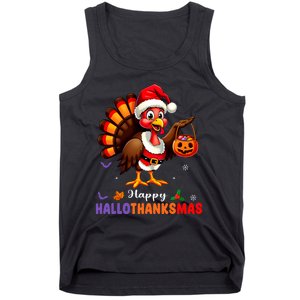 Happy Hallothanksmas Halloween Thanksgiving Christmas Tank Top