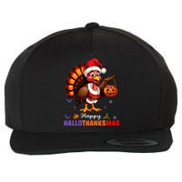 Happy Hallothanksmas Halloween Thanksgiving Christmas Wool Snapback Cap