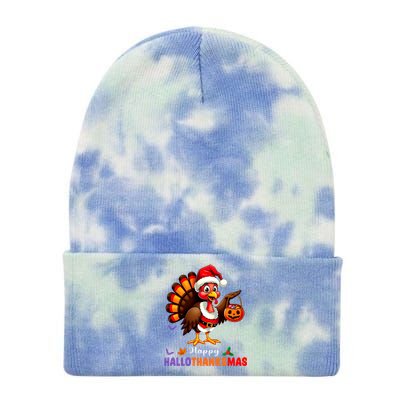 Happy Hallothanksmas Halloween Thanksgiving Christmas Tie Dye 12in Knit Beanie