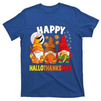 Happy HalloThanksMas Halloween Thanksgiving Christmas Gnomes T-Shirt