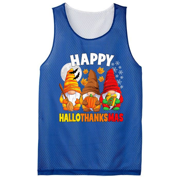 Happy HalloThanksMas Halloween Thanksgiving Christmas Gnomes Mesh Reversible Basketball Jersey Tank