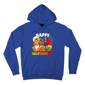 Happy HalloThanksMas Halloween Thanksgiving Christmas Gnomes Tall Hoodie