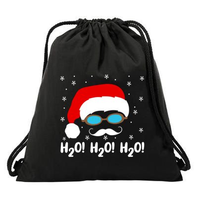 H2o H2o H2o Santa Claus Swimming Pool Christmas Swimmer Funny Gift Drawstring Bag
