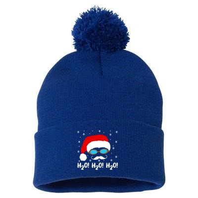 H2o H2o H2o Santa Claus Swimming Pool Christmas Swimmer Funny Gift Pom Pom 12in Knit Beanie