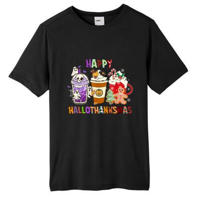 Happy Hallothanksmas Halloween Thanksgiving Christmas Design Tall Fusion ChromaSoft Performance T-Shirt