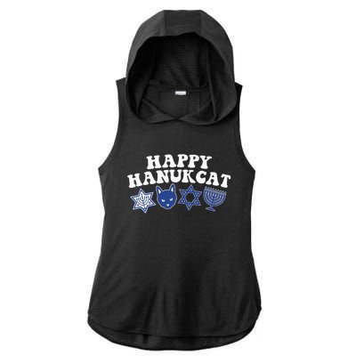 Happy Hanukkah Hanukcat Jewish Costume Menorah Cat Mom Dad  Ladies PosiCharge Tri-Blend Wicking Draft Hoodie Tank