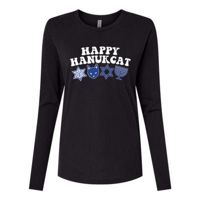 Happy Hanukkah Hanukcat Jewish Costume Menorah Cat Mom Dad  Womens Cotton Relaxed Long Sleeve T-Shirt