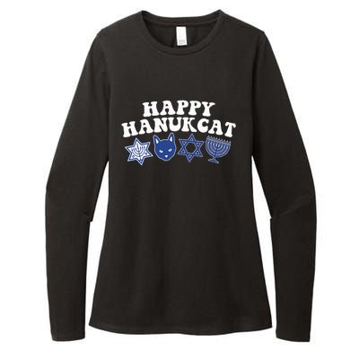 Happy Hanukkah Hanukcat Jewish Costume Menorah Cat Mom Dad  Womens CVC Long Sleeve Shirt