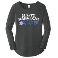 Happy Hanukkah Hanukcat Jewish Costume Menorah Cat Mom Dad  Women's Perfect Tri Tunic Long Sleeve Shirt