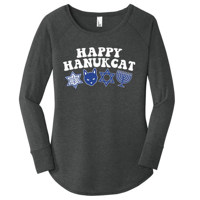 Happy Hanukkah Hanukcat Jewish Costume Menorah Cat Mom Dad  Women's Perfect Tri Tunic Long Sleeve Shirt