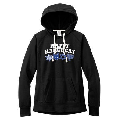 Happy Hanukkah Hanukcat Jewish Costume Menorah Cat Mom Dad  Women's Fleece Hoodie