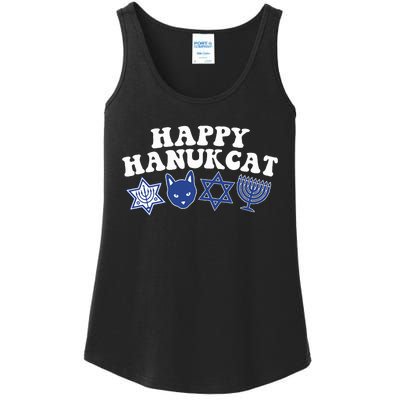 Happy Hanukkah Hanukcat Jewish Costume Menorah Cat Mom Dad  Ladies Essential Tank