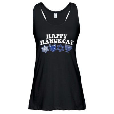 Happy Hanukkah Hanukcat Jewish Costume Menorah Cat Mom Dad  Ladies Essential Flowy Tank