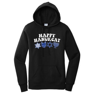 Happy Hanukkah Hanukcat Jewish Costume Menorah Cat Mom Dad  Women's Pullover Hoodie