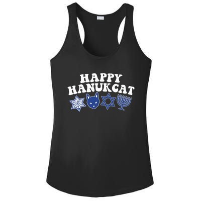 Happy Hanukkah Hanukcat Jewish Costume Menorah Cat Mom Dad  Ladies PosiCharge Competitor Racerback Tank