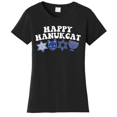 Happy Hanukkah Hanukcat Jewish Costume Menorah Cat Mom Dad  Women's T-Shirt