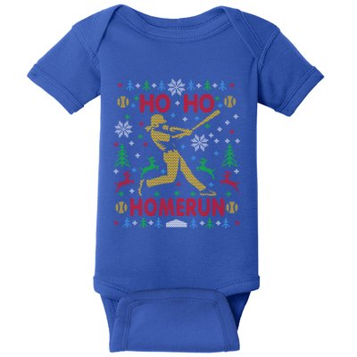 Ho Ho Homerun Fastpitch Softball Ugly Christmas Party Cute Gift Baby Bodysuit