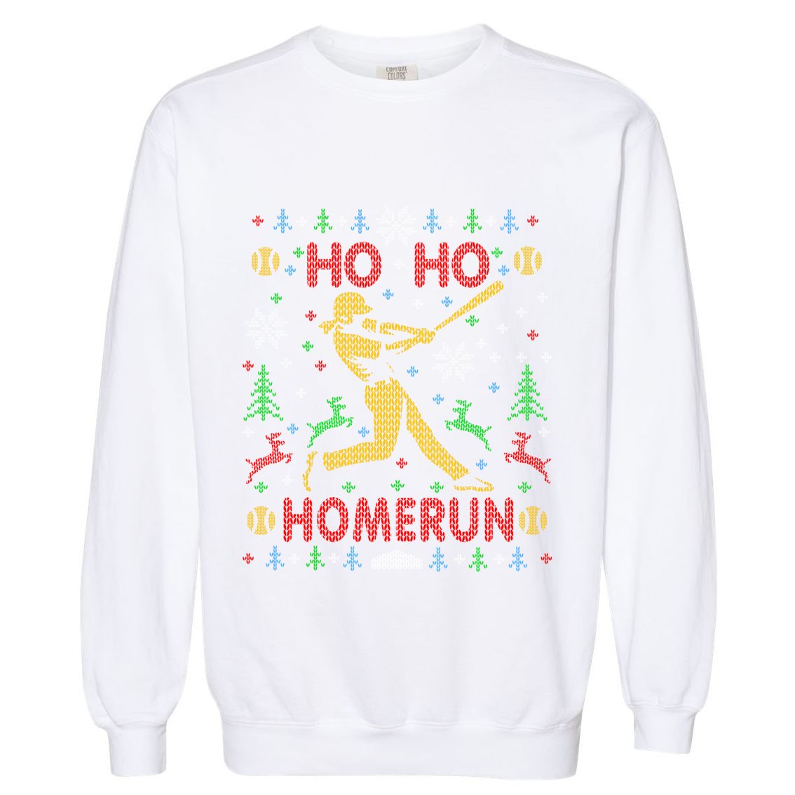 Ho Ho Homerun Fastpitch Softball Ugly Christmas Party Cute Gift Garment-Dyed Sweatshirt