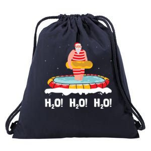 H2o H2o H2o Santa Claus Swimming Pool Christmas Swimmer Cute Gift Drawstring Bag