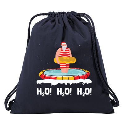 H2o H2o H2o Santa Claus Swimming Pool Christmas Swimmer Cute Gift Drawstring Bag