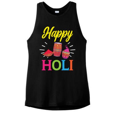 Happy Holi Hinduism Hindu Buddhist Holi Festival Gift Ladies PosiCharge Tri-Blend Wicking Tank