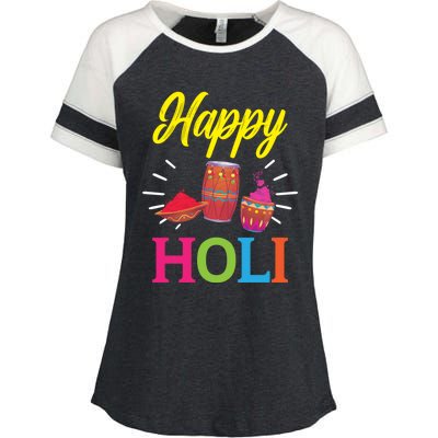 Happy Holi Hinduism Hindu Buddhist Holi Festival Gift Enza Ladies Jersey Colorblock Tee