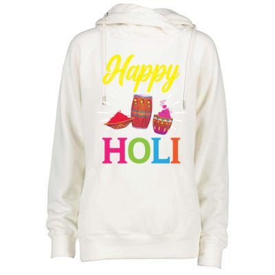 Happy Holi Hinduism Hindu Buddhist Holi Festival Gift Womens Funnel Neck Pullover Hood