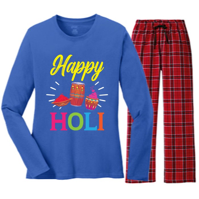 Happy Holi Hinduism Hindu Buddhist Holi Festival Gift Women's Long Sleeve Flannel Pajama Set 