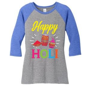 Happy Holi Hinduism Hindu Buddhist Holi Festival Gift Women's Tri-Blend 3/4-Sleeve Raglan Shirt