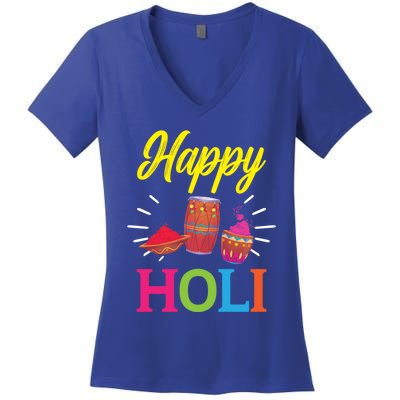 Happy Holi Hinduism Hindu Buddhist Holi Festival Gift Women's V-Neck T-Shirt