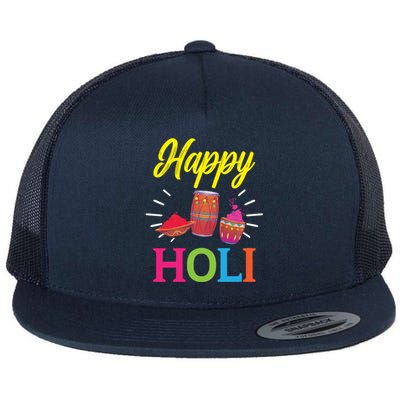 Happy Holi Hinduism Hindu Buddhist Holi Festival Gift Flat Bill Trucker Hat