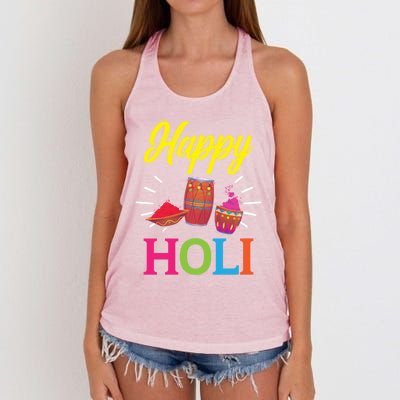 Happy Holi Hinduism Hindu Buddhist Holi Festival Gift Women's Knotted Racerback Tank